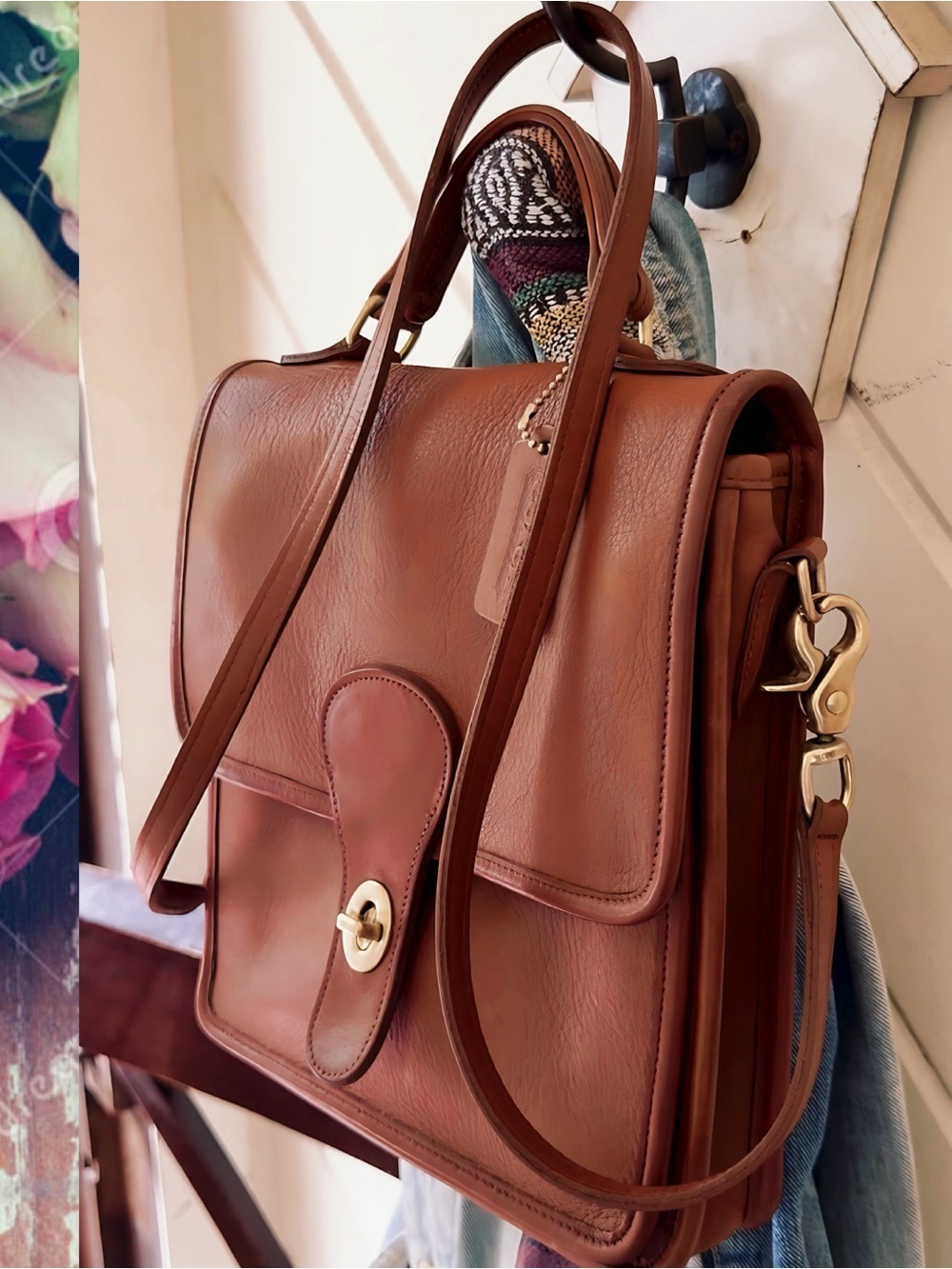 VINTAGE COACH BRITISH TAN LEATHER STATION BAG 5130 - Picture 4 of 17